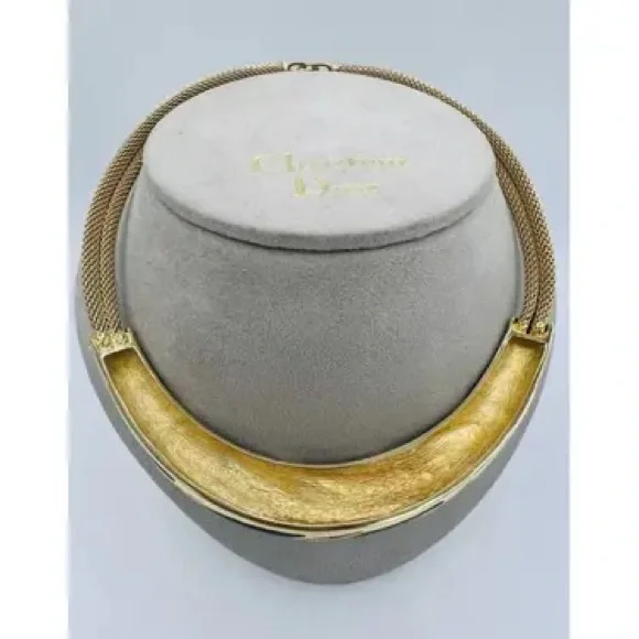 Vintage Dior Necklace Bold Black Enamel Rhinestone Designer Piece - Picture 11 of 14